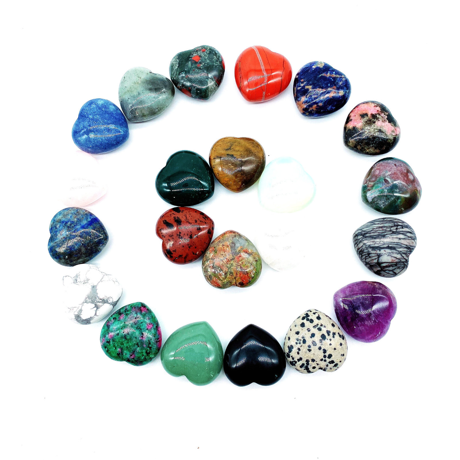 50pcs Natural Mix material Heart Reiki Gemstone Crystal Quartz Healing Decorate