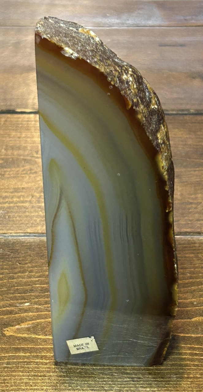 Agate Geode Cornerstone w/ Cut Base Brazilian Crystal 2.24 Lbs And 5 3/4 In Long