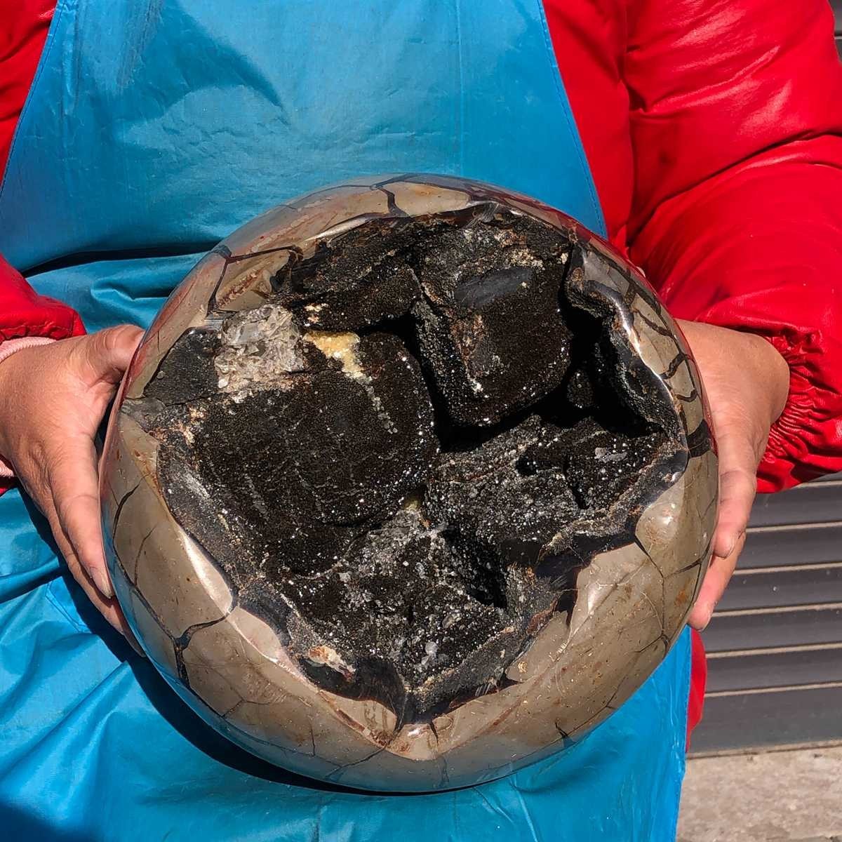 38.5LB Top Natural Turtle Back Stone Hole Shape Dragon Crystal Crack Gem Reiki