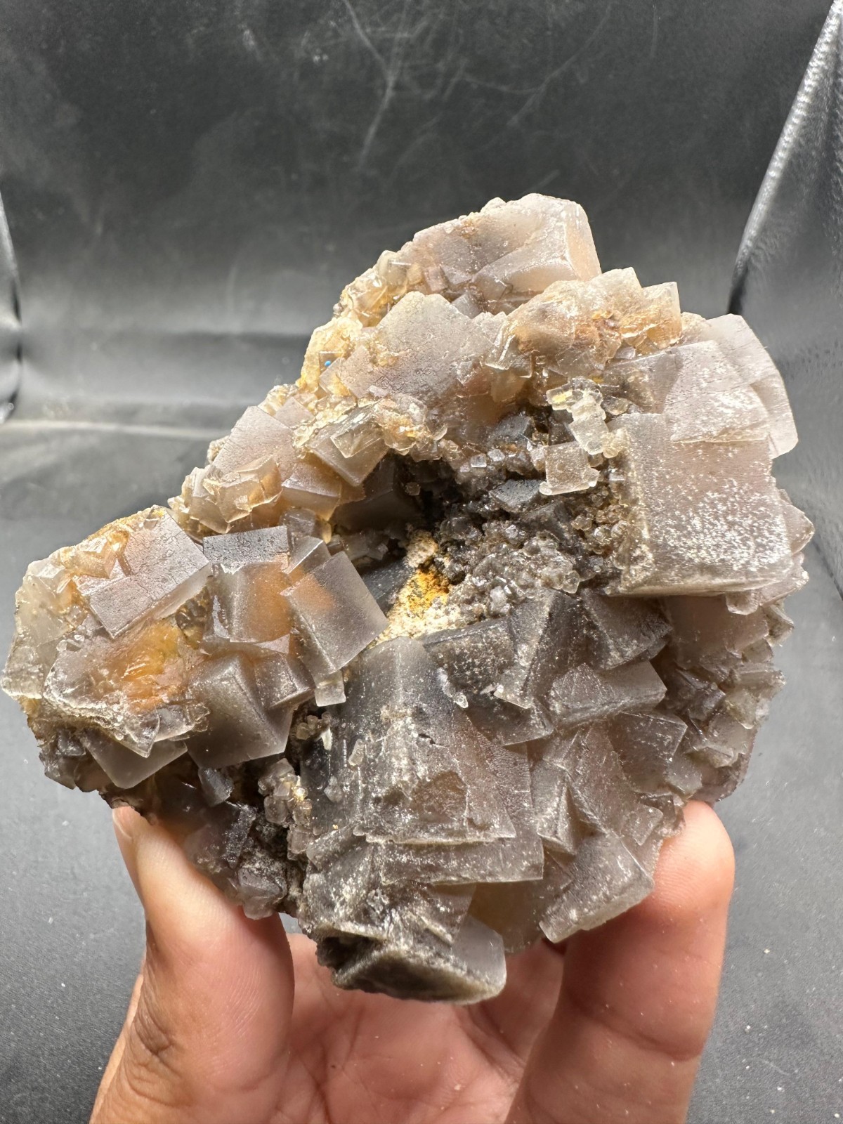 100g Natural Grey Fluorite Crystal with Yellow Inclusions Rare Crystal Mineral