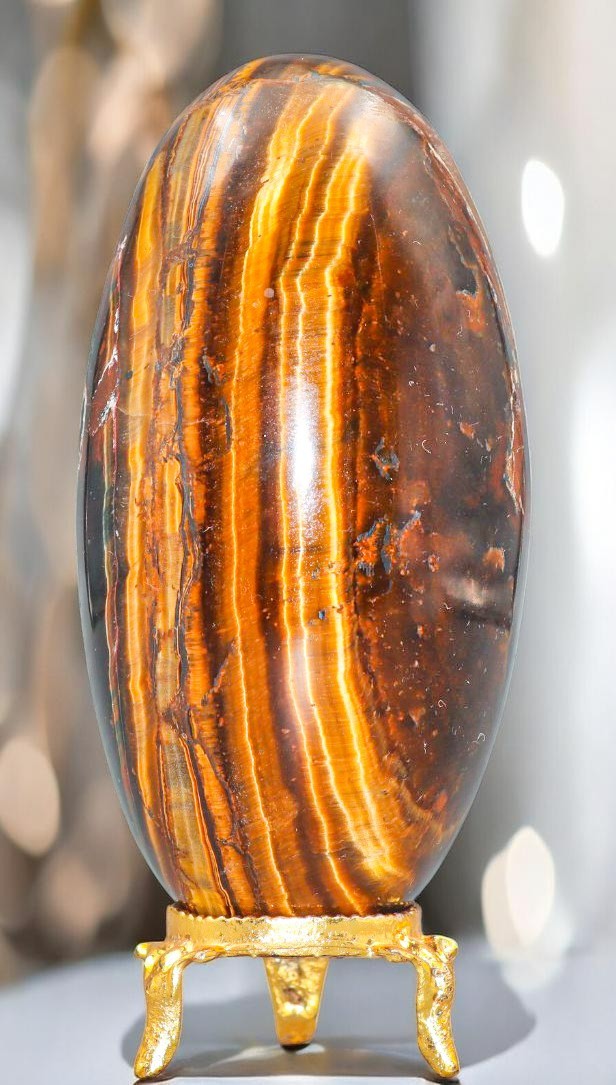 100MM Golden Tiger’s Eye Crystal Healing Metaphysical Stone Lingam Specimen