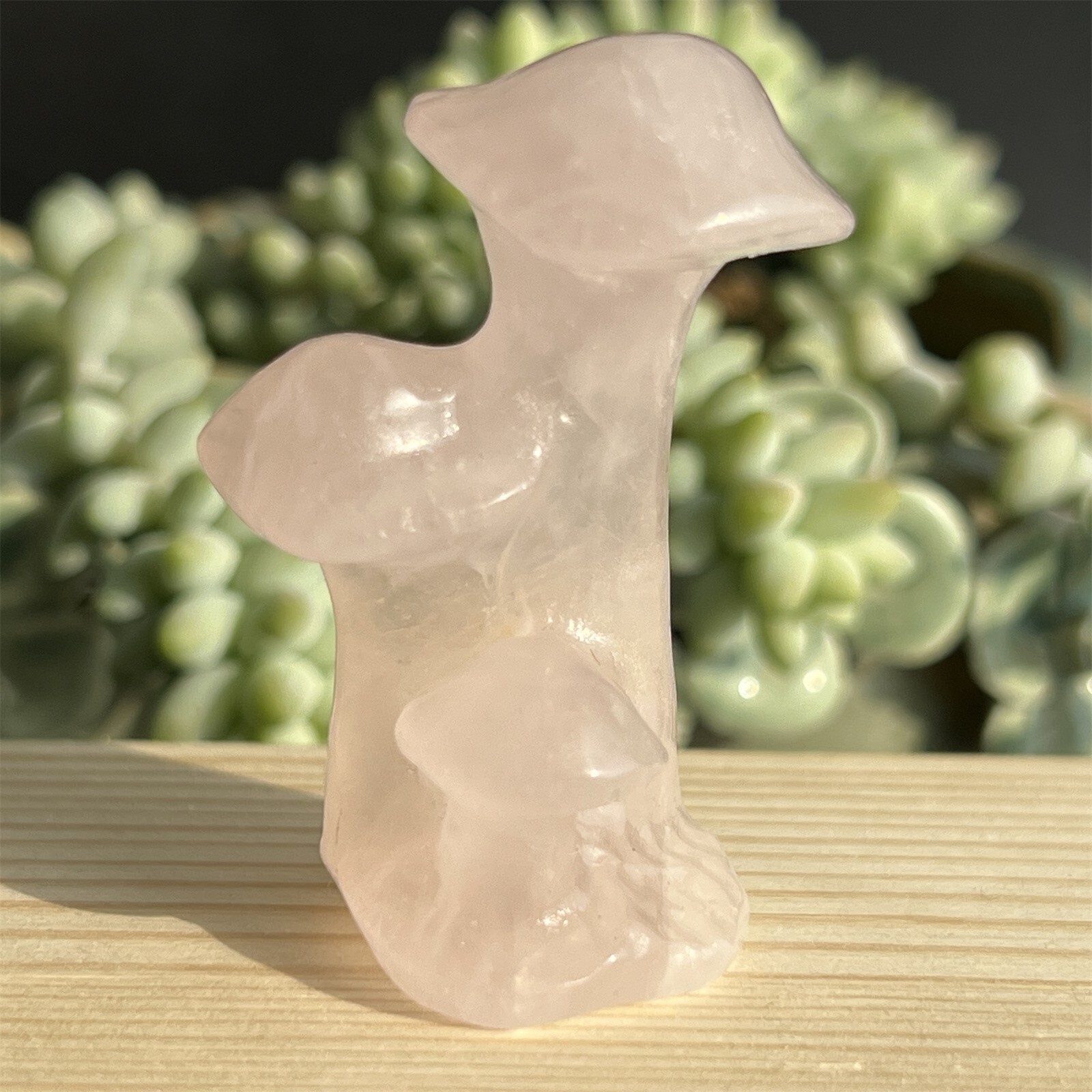 2″ Natural rose quartz Mushroom Skull Quartz Crystal Carved Skull Figurines 1pc