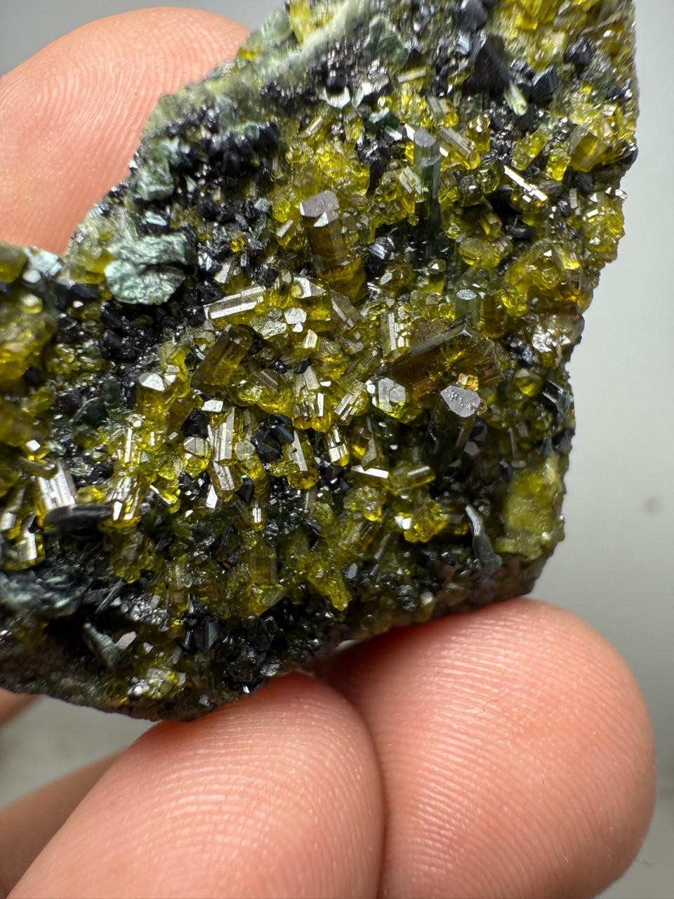 88-Gr Vesuvianite crystal specimen with Diopside &Magnetite Clinochlore from PAk