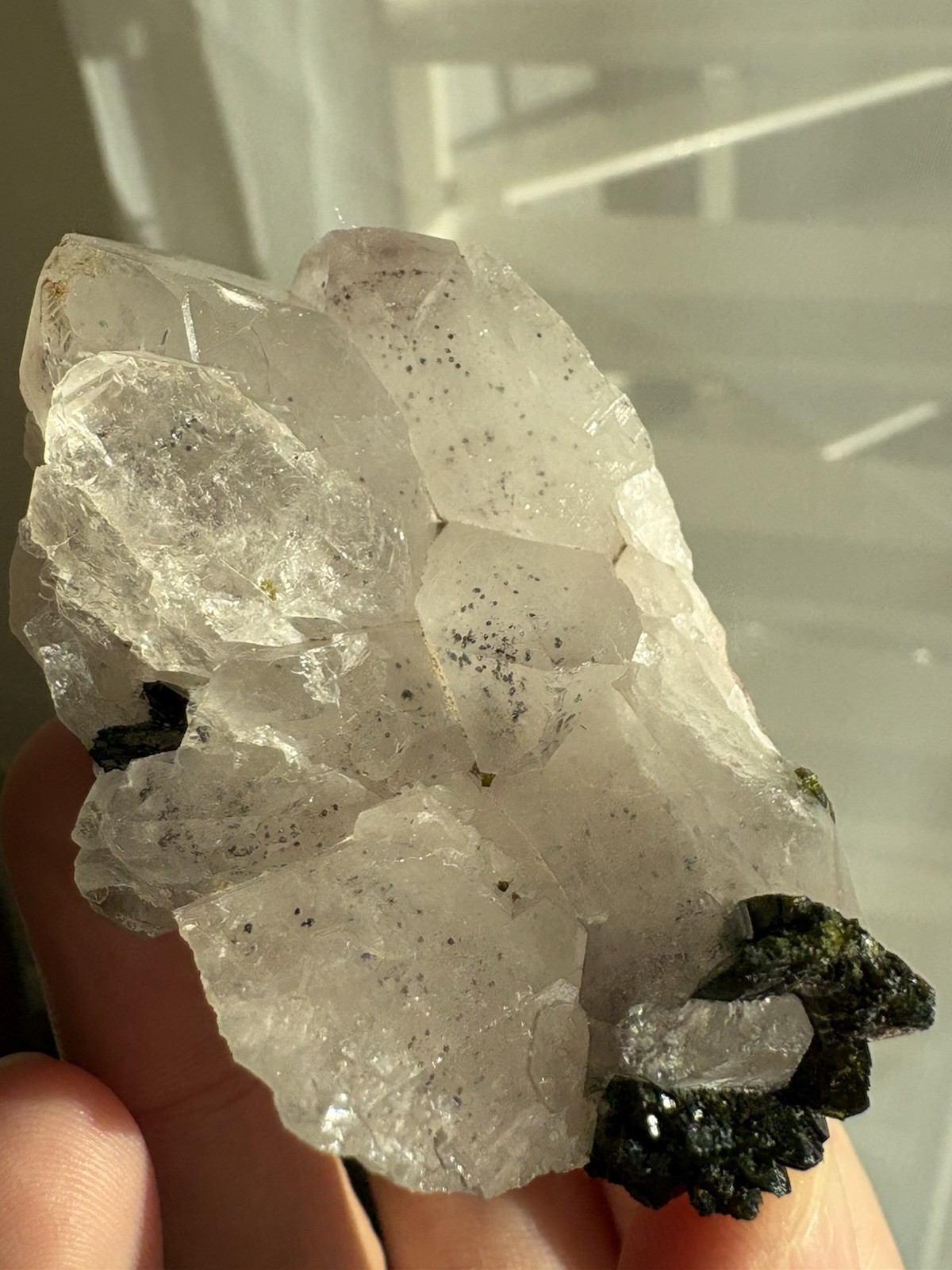 Natural Garden Quartz w/ Epidote Cluster Raw Mineral Rare Specimen Healing