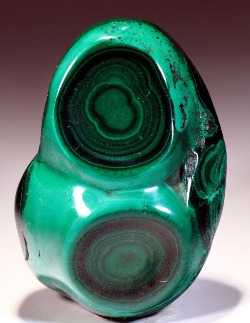 2.85″ Natural 6 oz Top Quality Polished Bull’s Eye Malachite, Congo!