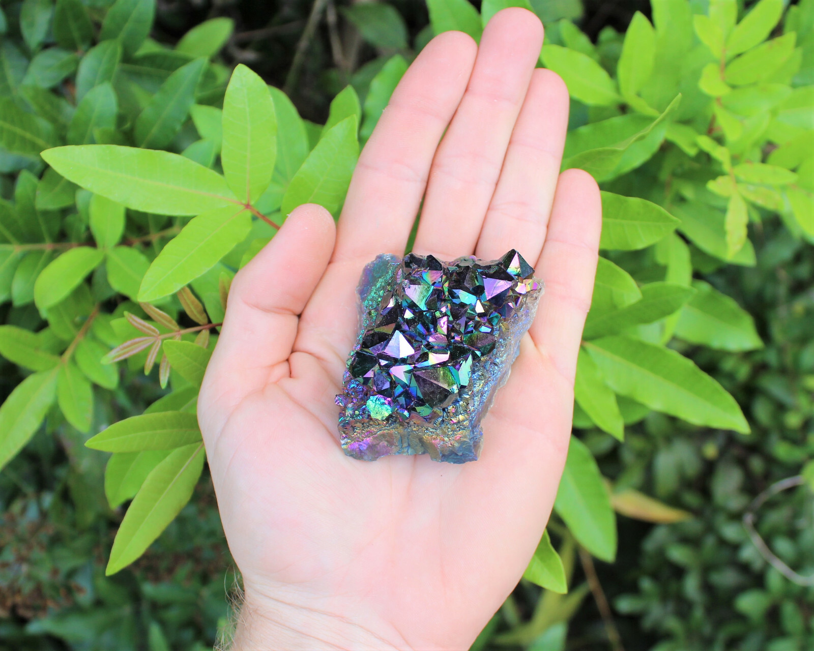 Rainbow Aura Amethyst Cluster – Titanium Aura Amethyst Crystal – Choose Size
