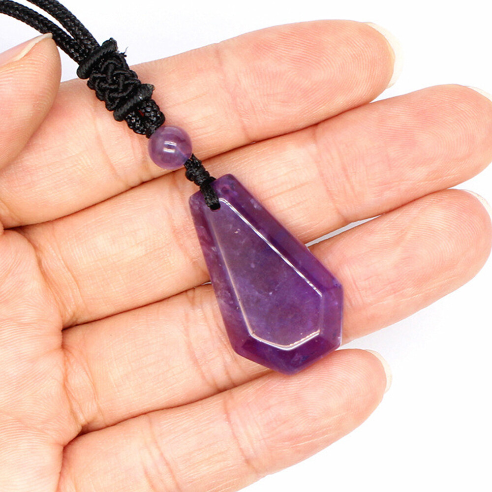Natural Bead Coffin Necklace Crystal Stone Chakra Quartz Pendant Reiki Healing
