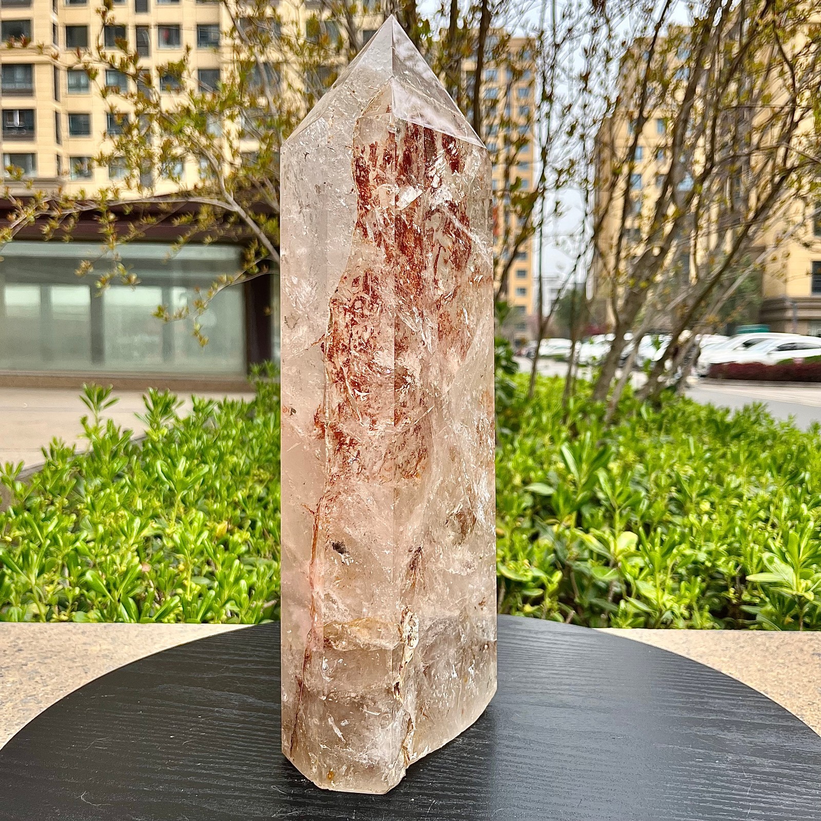 Genuine Clear Quartz Tower Natural Brown Markings Crystal Point Gemstone 11.8 lb