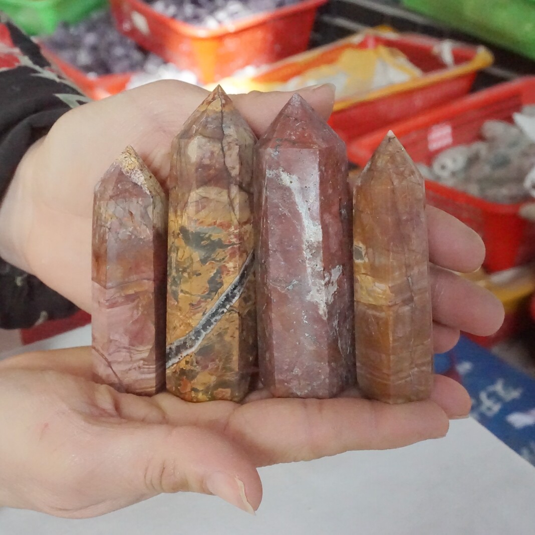 2.2LB 14Pcs Cherry Creek Jasper Multicolor Picasso Crystal Points Tower Healing