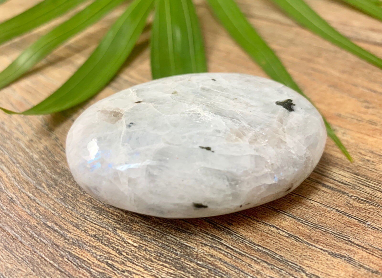 Rainbow Moonstone Palm Stone Large Soap Stone Flat Therapy Meditation Specimen.
