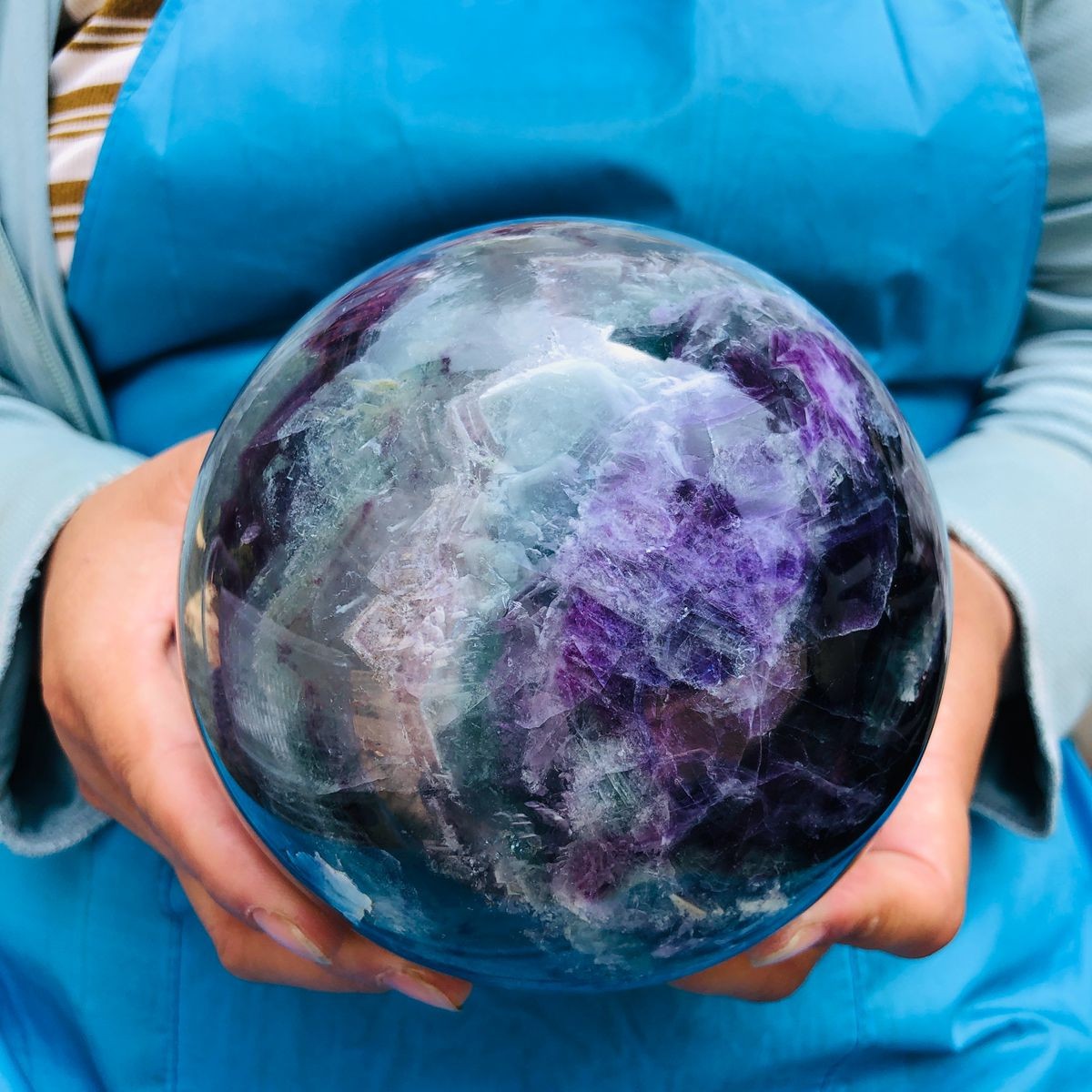 6.4 LB Natural Rainbow Fluorite Sphere Collectible Decor Healing Stone 5479