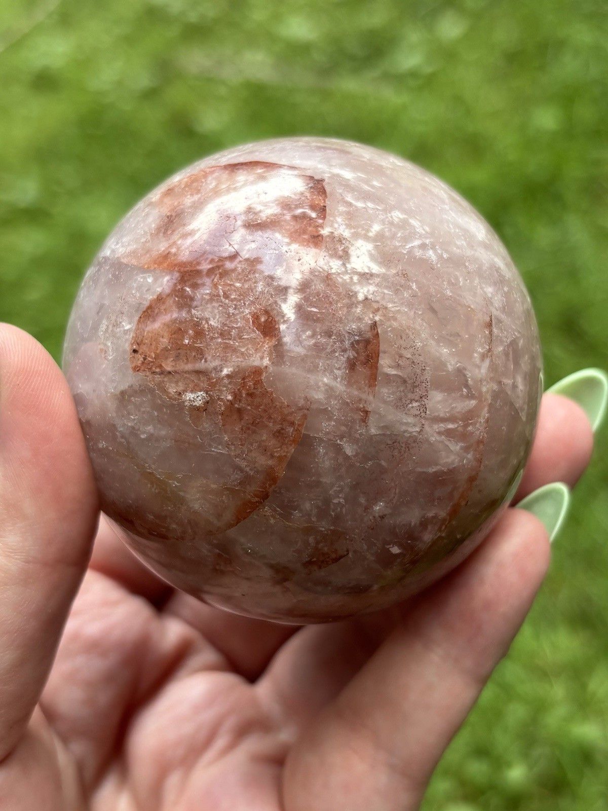 Large Red Hematoid Quartz Sphere- Natural 2.4” Hematoid Quartz Crystal Ball
