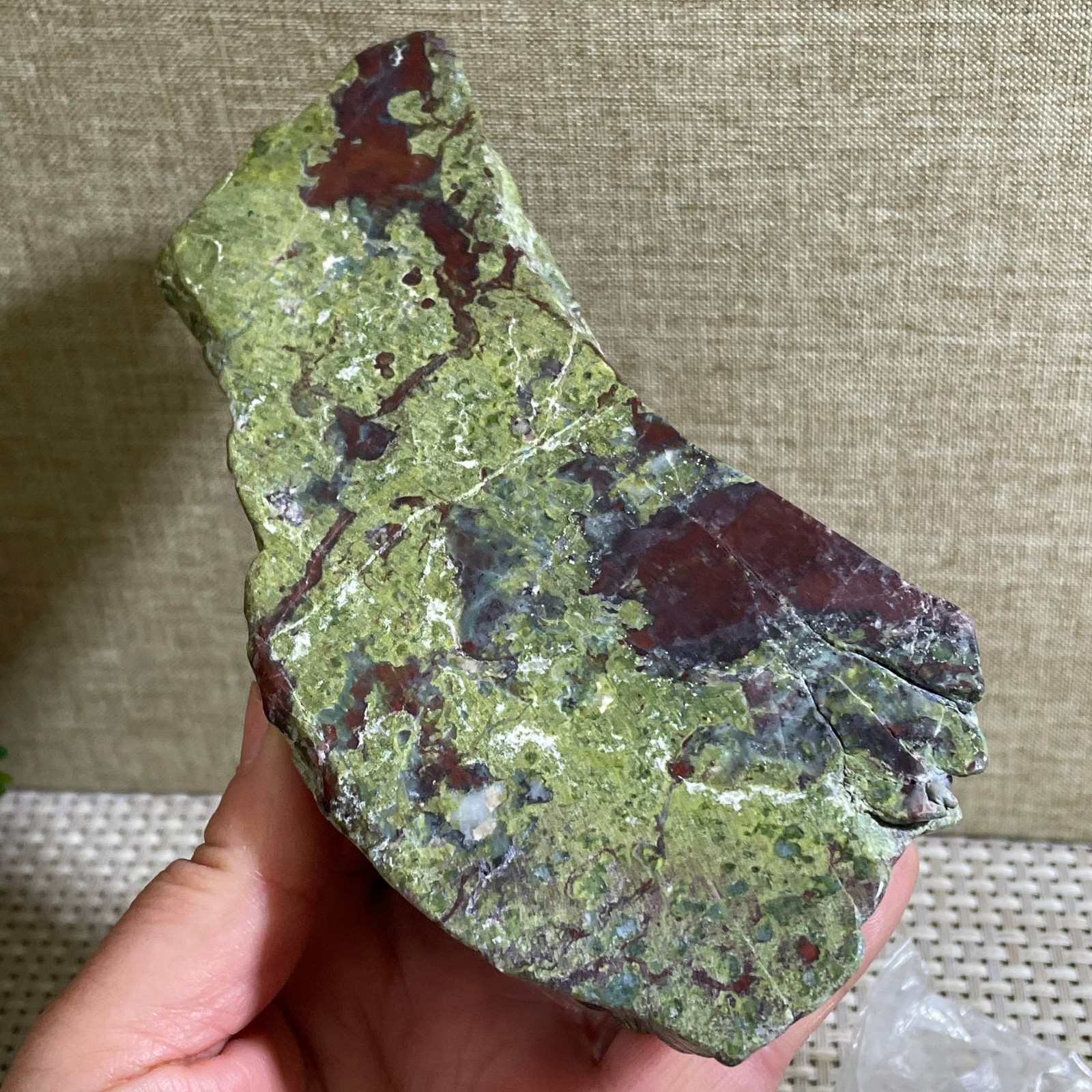 637g Raw dragon blood stone Jasper Rough polished Crystal gemstone slab