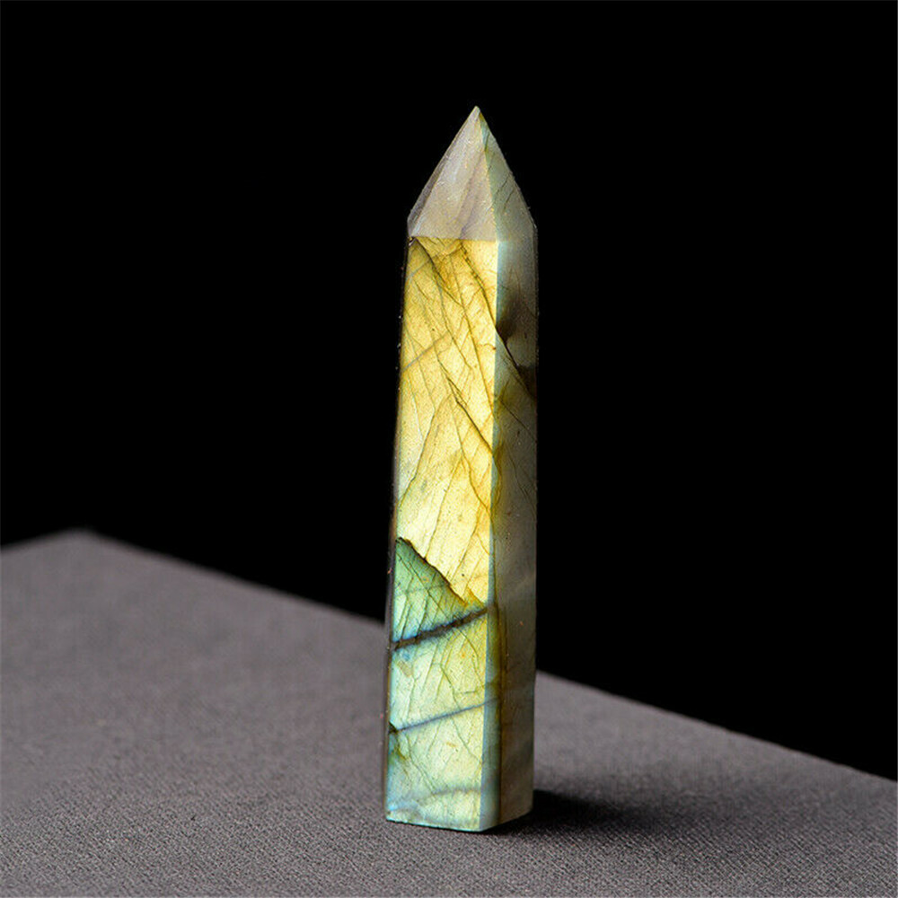6-7cm Natural Rock Labradorite Moonstone Quartz Crystal Point Stone Healing Wand