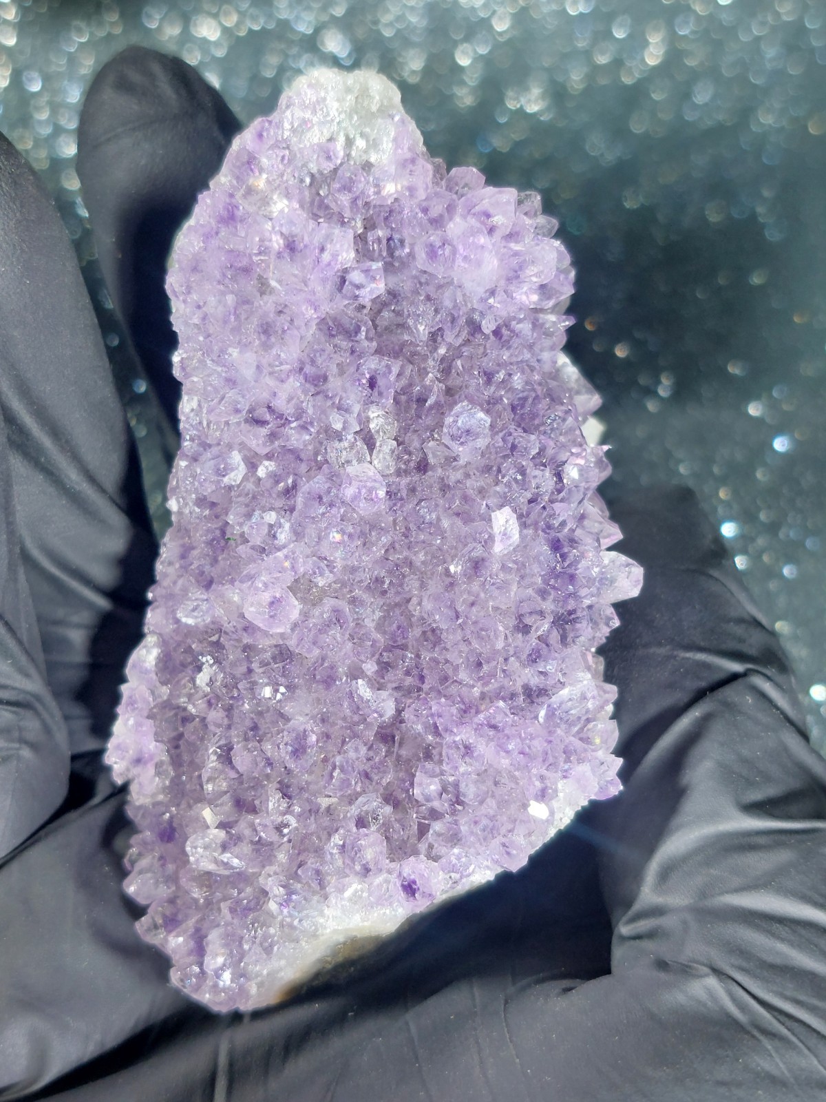 Amethyst Crystal Chala Mine Crystal 157.2g 7.3cm – White Base Sparkly Bulgaria