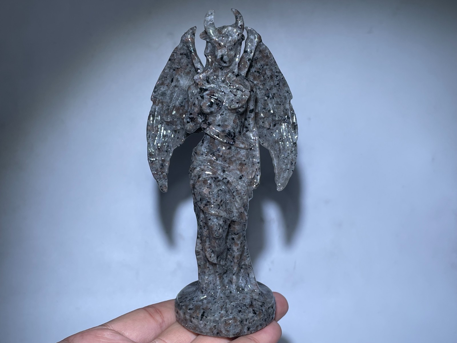 5.9“ Yooperlite stone lilith Goddess Statue,Hand-Carved Greek Quartz skull