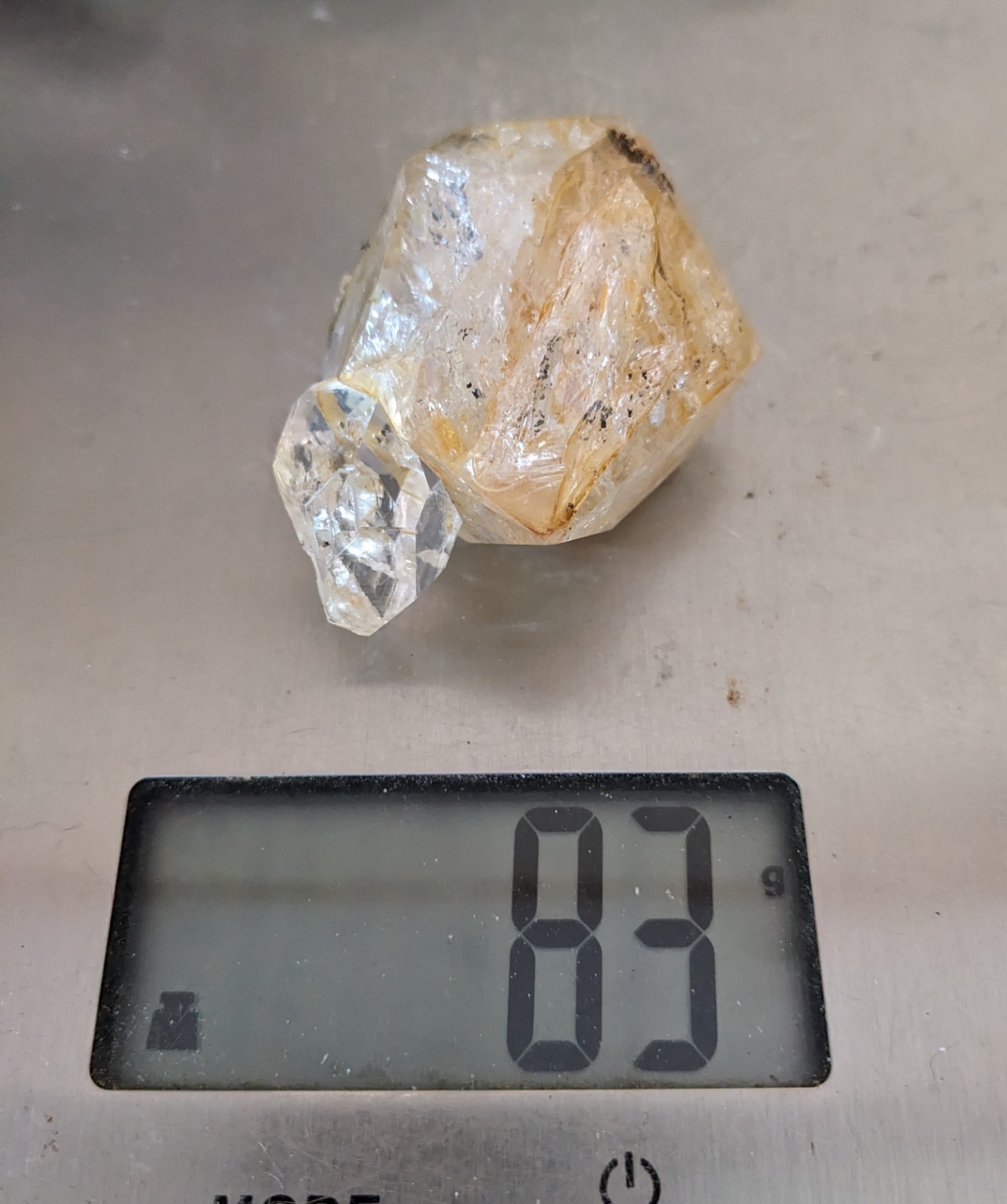 83g Double Terminated Golden Herkimer Diamond With Multiple Rider Crystals