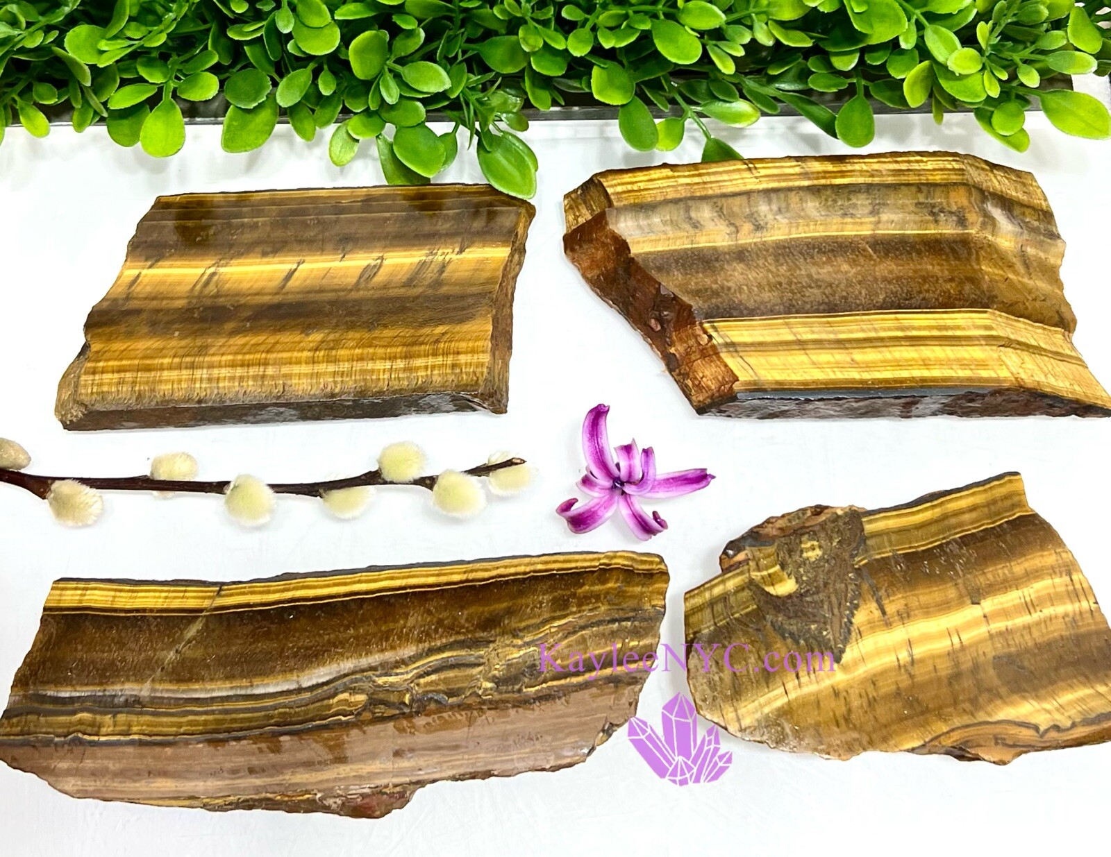 Wholesale Lot 4-5 PCs Natural Tiger Eye Polished Slabs Crystal 2.8-3lbs