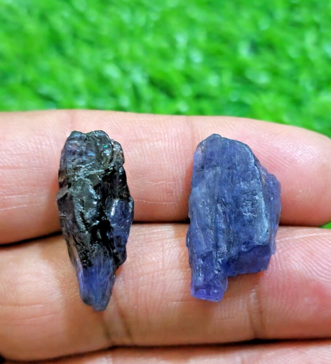 2 Pcs Top Blue Tanzanite Rough Huge Earth Mined Raw Size 26-27 MM Loose Gemstone