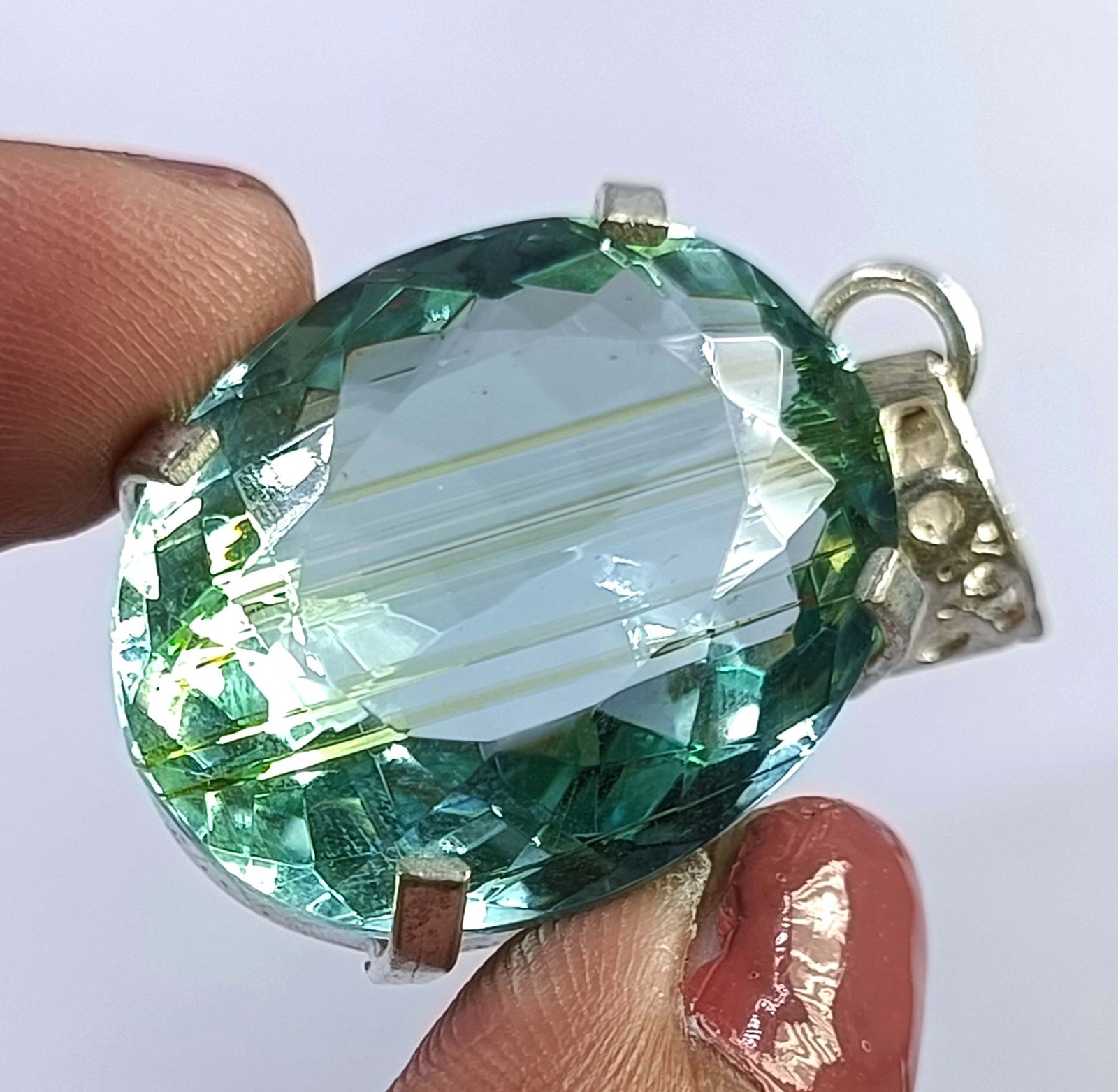 55 Ct Natural Blue Aquamarine Oval Shape 925 Silver Pendant IGL Gemstone 6JHL