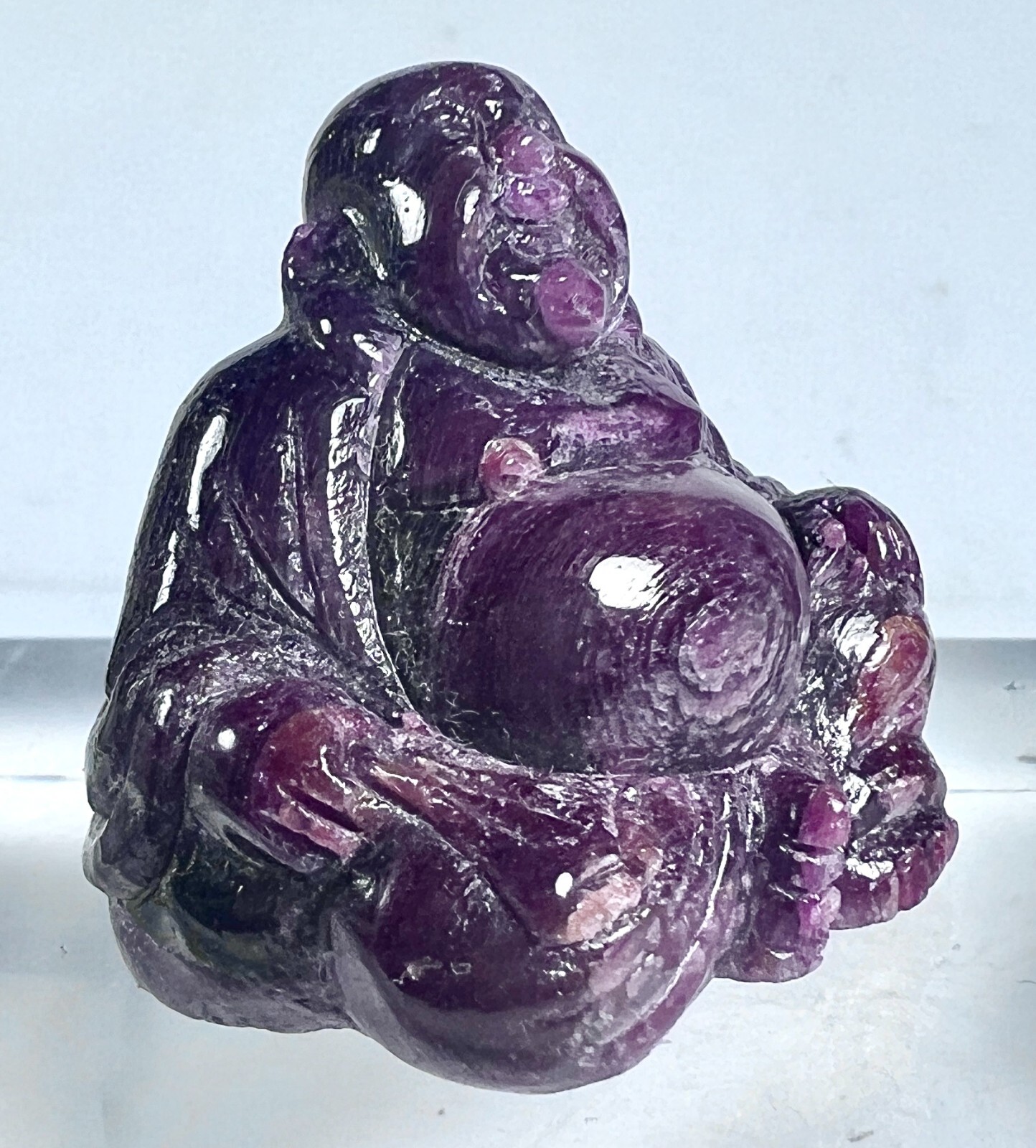 TOTALLY NATURAL REAL RUBY GEMSTONE BUDDHA STATUE CARVING UNHEATED 230 CT.