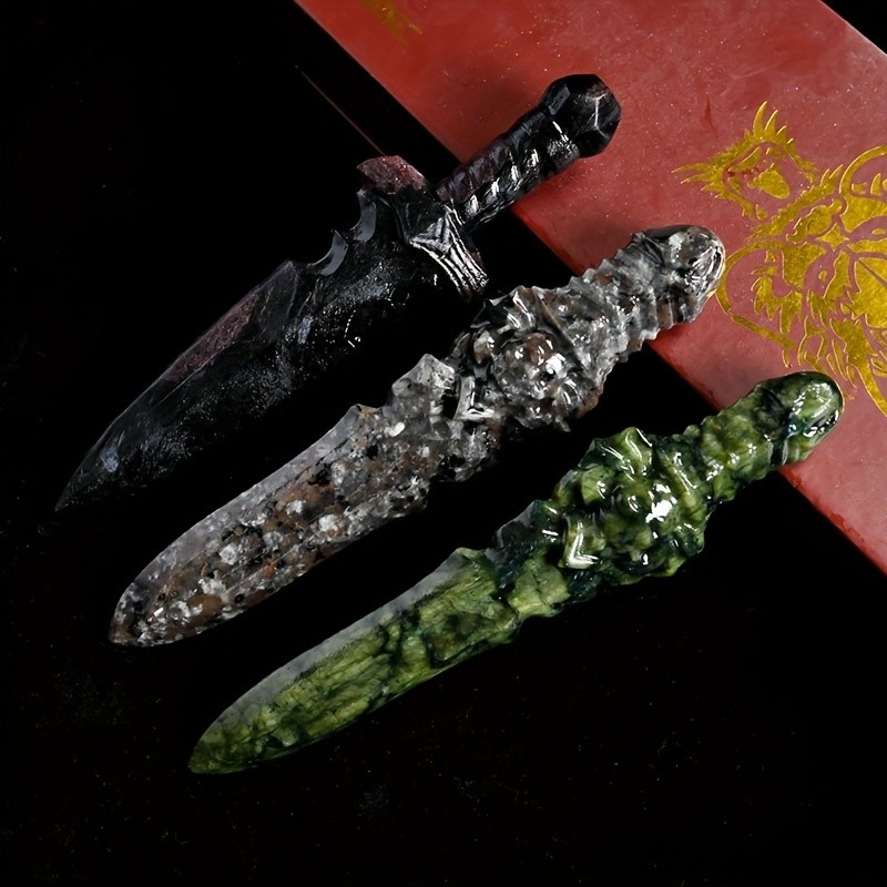 5.91inch-Hand-carved Crystal Sword Multi-material Quartz Dagger Healing Gift