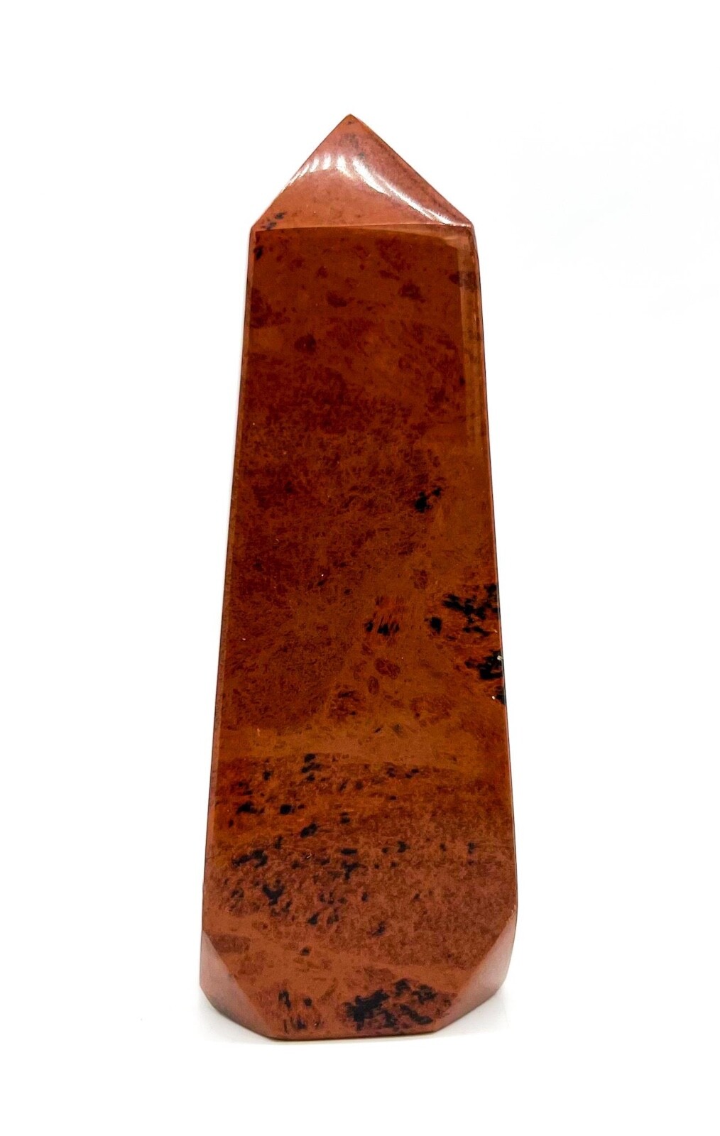 Organic Modern Red Jasper Carved Stone Obelisk