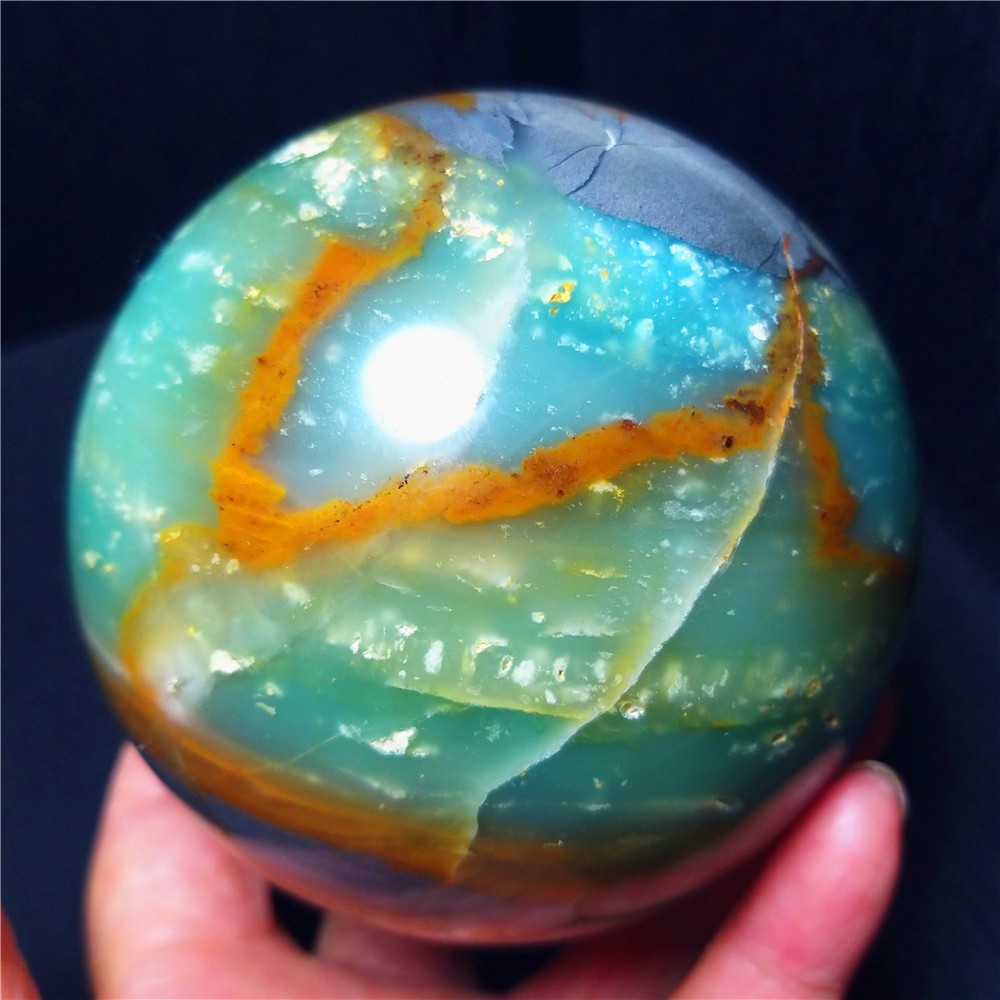 1008g Natural Polishing Amazon Agate Chalcopyrite Symbiotic Crystal Ball A4935