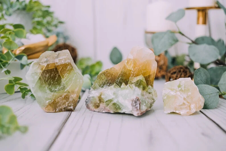 GIANT Green Calcite Stones Large Raw Healing Crystals Natural Lapidary Rocks