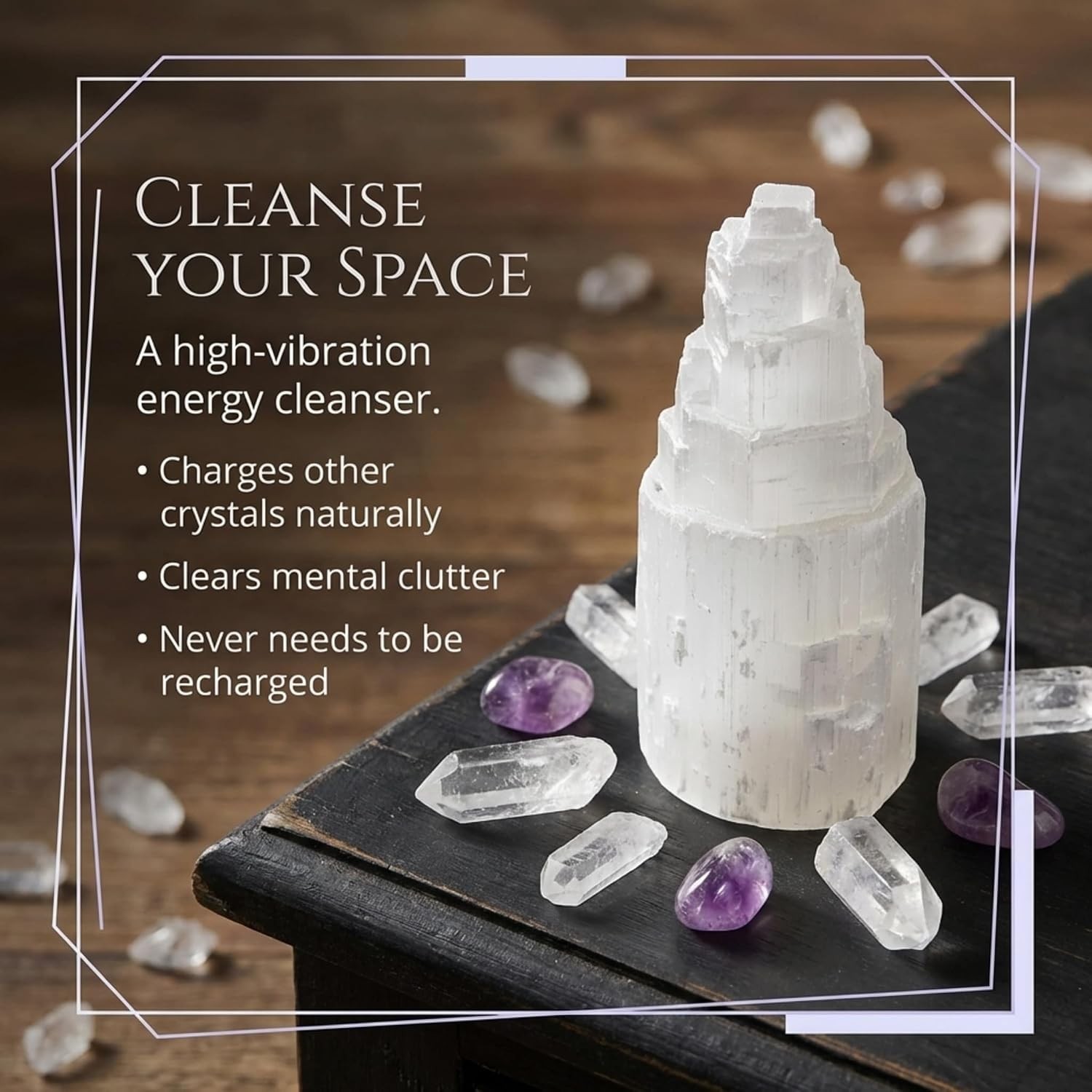 Natural 4” Solid White Selenite Skyscraper – Ideal for Reiki & Chakra Healing