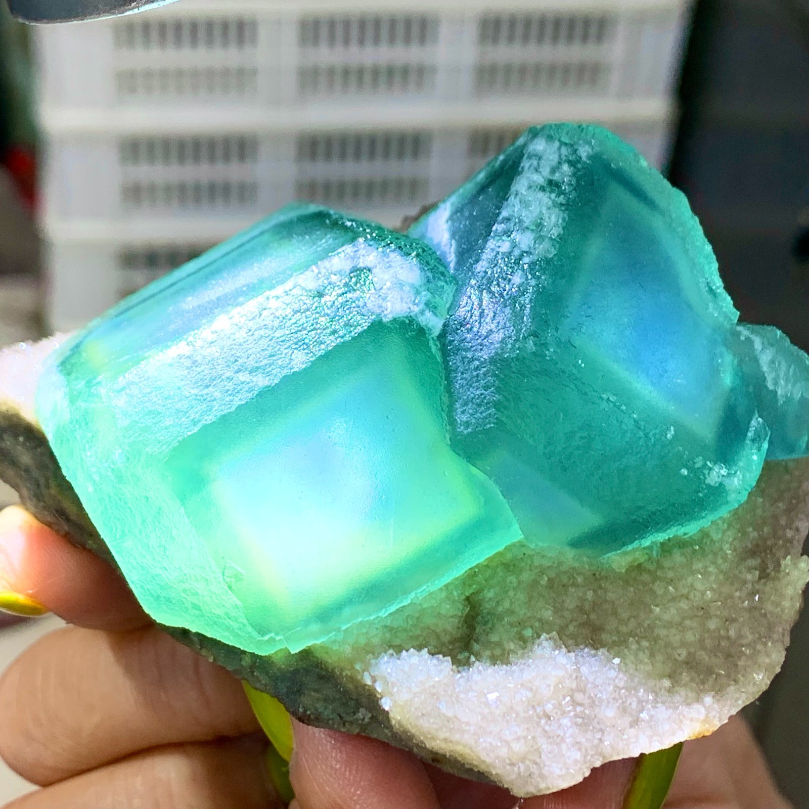 292G Natural Green Phantom Cube fluorite crystal mineral specimen/xianghualing
