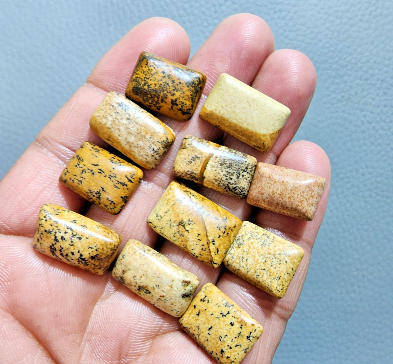 11 Pcs Lot Beautiful Picture Jasper Cabochons Polished Stone Jewelry Making Lot