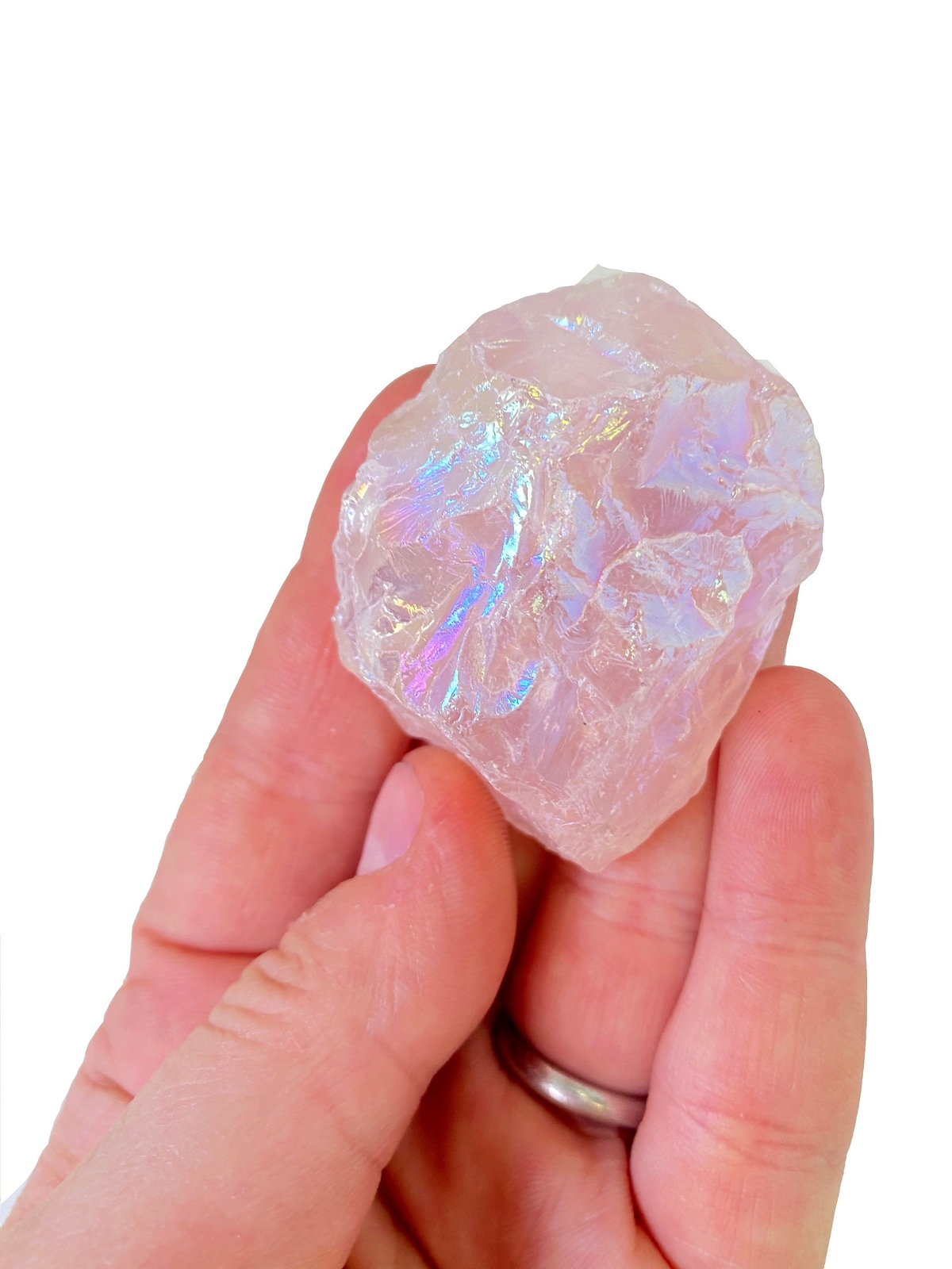 Raw Angel Aura Rose Quartz Crystal, Natural Angel Aura Rose Quartz from Brazil