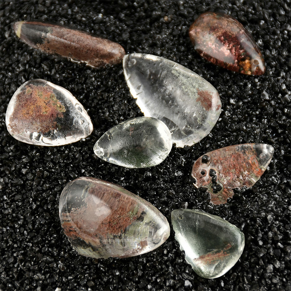 4 PCS Natural Ghost Phantom Quartz Crystal Gems Specimen Healing Pendant