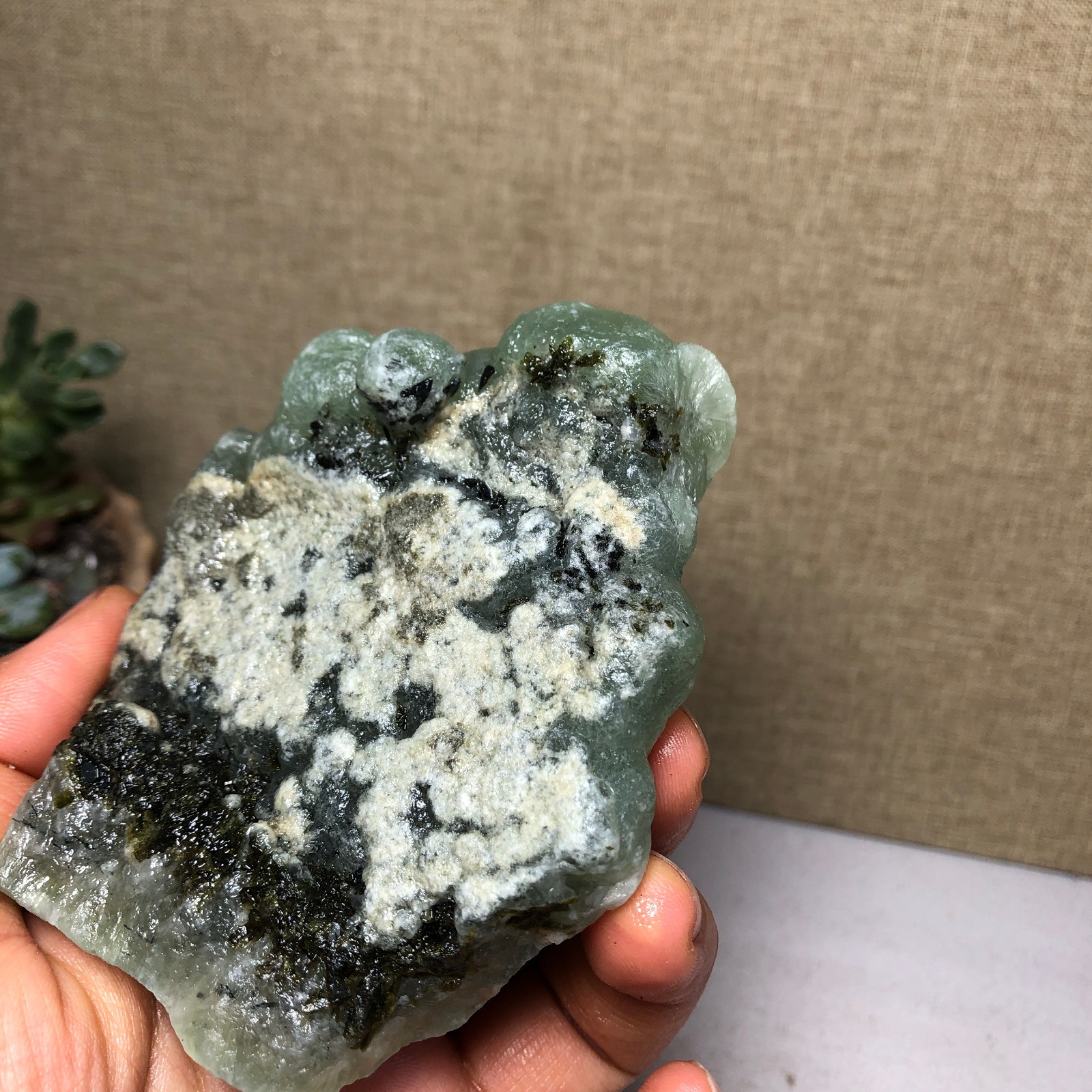 Natural grape Prehnite Tourmaline paragenesis Crystal specimen 272g A5093
