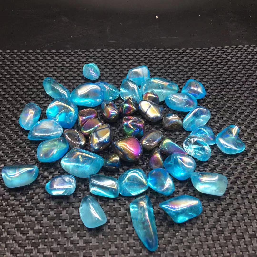 100g A Lot Titanium Rainbow Aura Lemurian Stone Quartz Crystal Healing 20-50Pcs