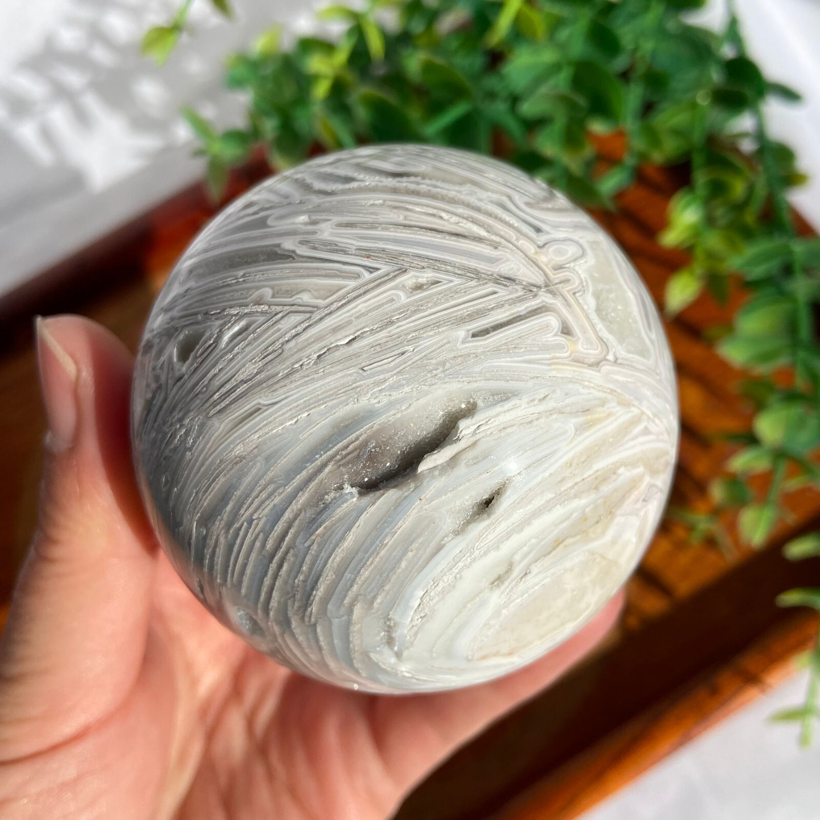 68mm Druzy Mexican Lace Agate Sphere Ball Crystal Energy Stone Modern Boho Decor