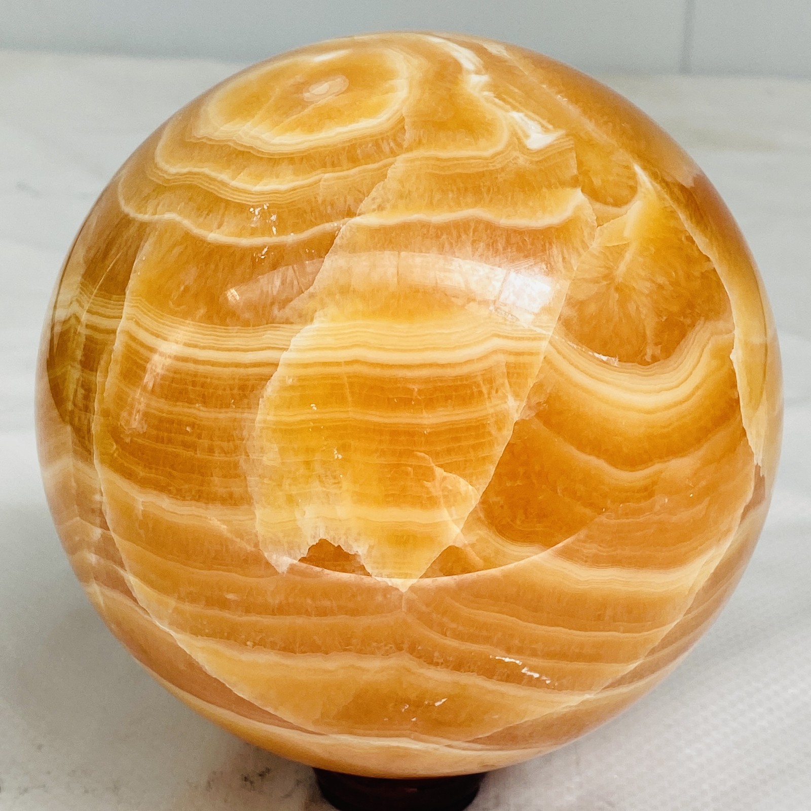 Natural Yellow Calcite Sphere Quartz Crystal Polished Ball Reiki Healing 2740G