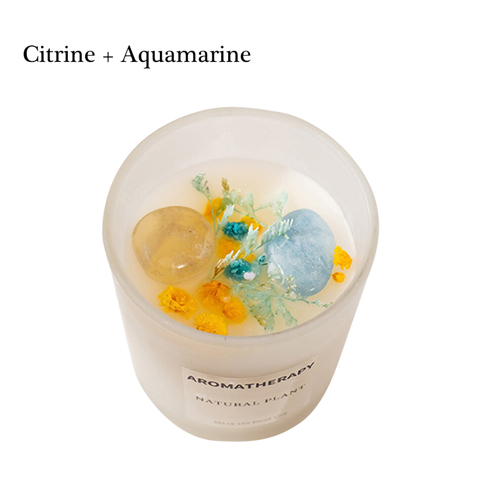 Natural Quartz Crystal Stone Aromatherapy Candle Soy Wax Smokeless Candles Gifts