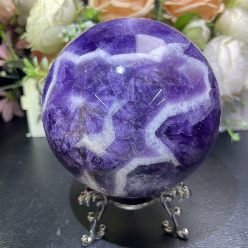 3.1LB 4″ Natural Dream Amethyst Sphere Magic Crystal Healing Ball Gemstone
