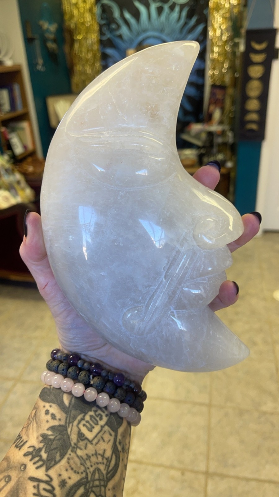 Crystal Quartz Half Moon