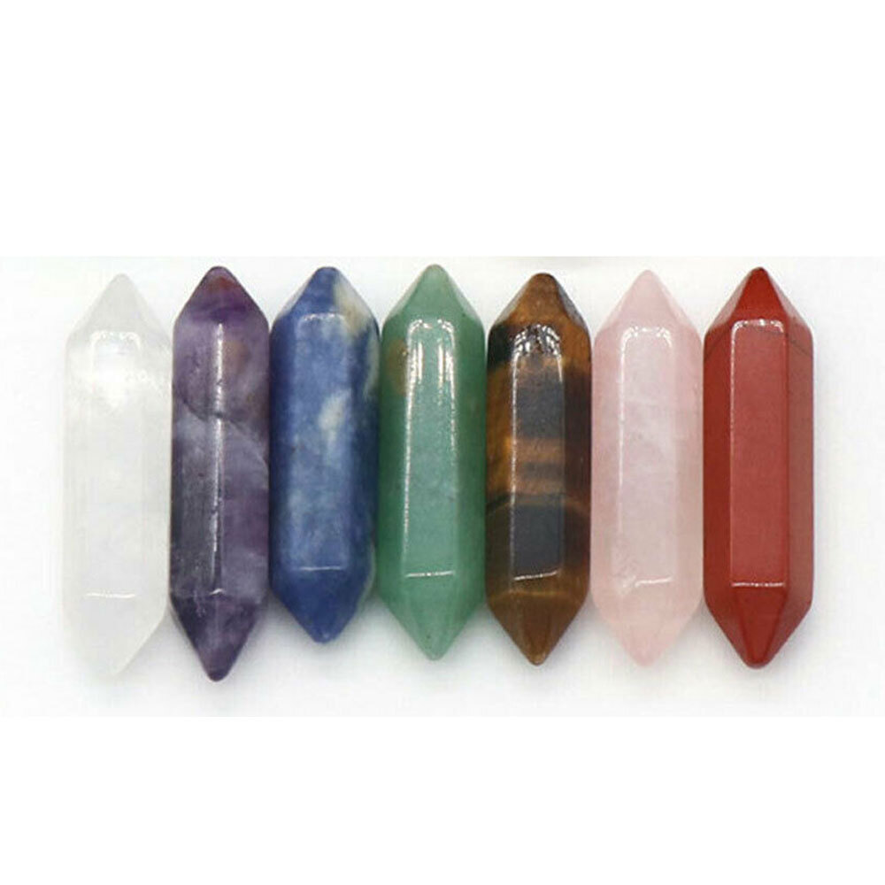 Natural 7 Chakra Crystal Gemstone Quartz Fossil Stone Pendant Speicimen Decors