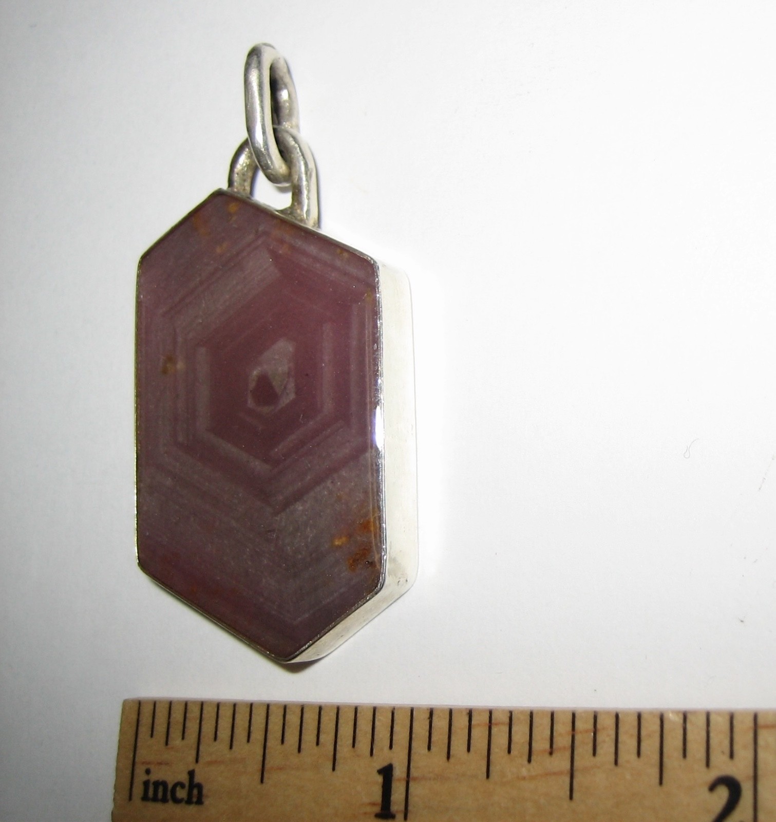 36mm x 22mm RUBY CRYSTAL STONE MINERAL SILVER PENDANT TANZANIA W/ RESIN COATING