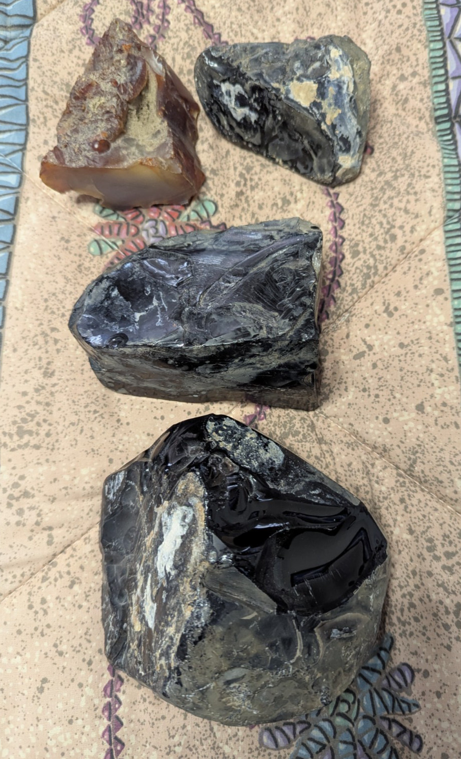 Lot of 4 Large Obsidian Stones Rough High Grade Quality Healing Crystals