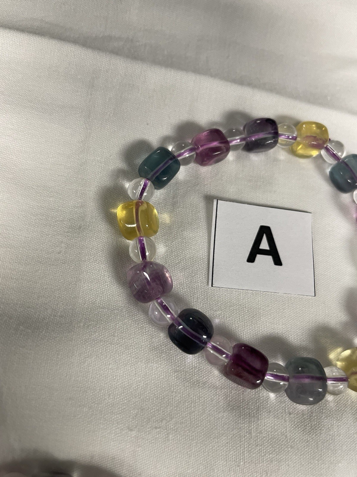 Rainbow Fluorite Cube Stretch Bracelet Gemstone/Crystal (Price For 1 Bracelet)