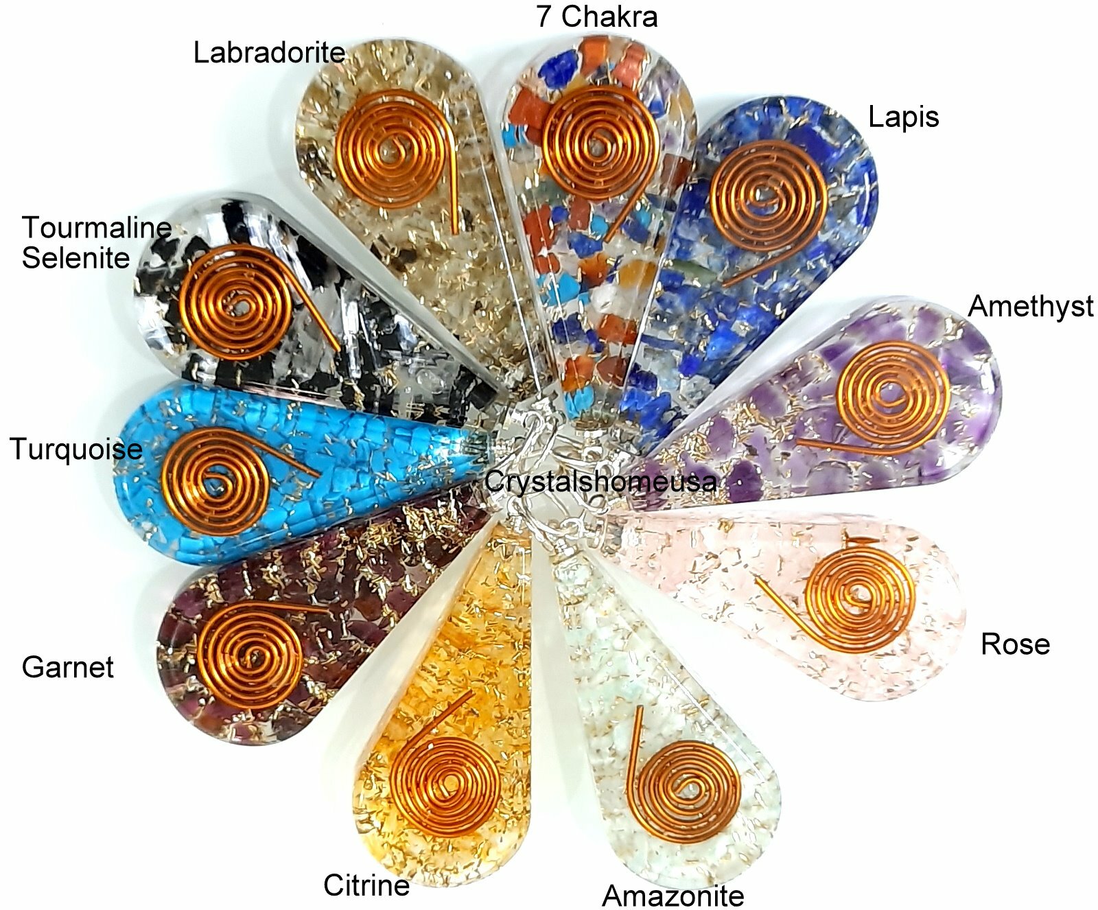 ORGONE PENDANT HEALING METAPHYSICAL CRYSTAL EMF PROTECTION PENDANT NATURAL STONE