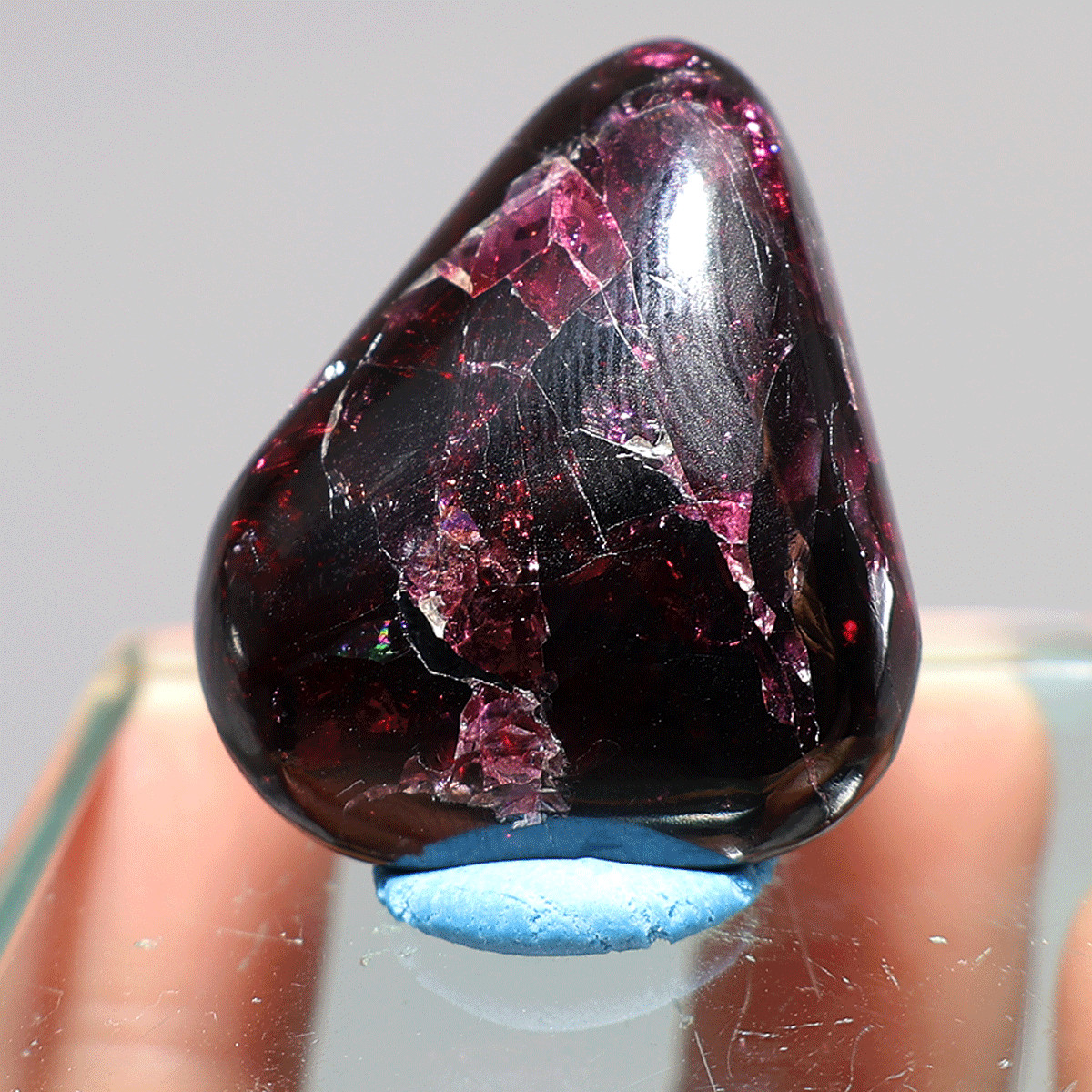A Window Into Fire— Molten Core Garnet Palm Stone— One-Of-A-Kind Pocket Crystal
