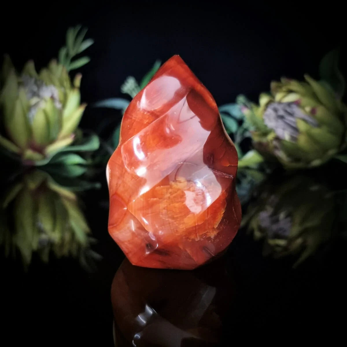100g Carnelian Flame Tower Red Agate Stone Healing Crystal Mineral Home Decor