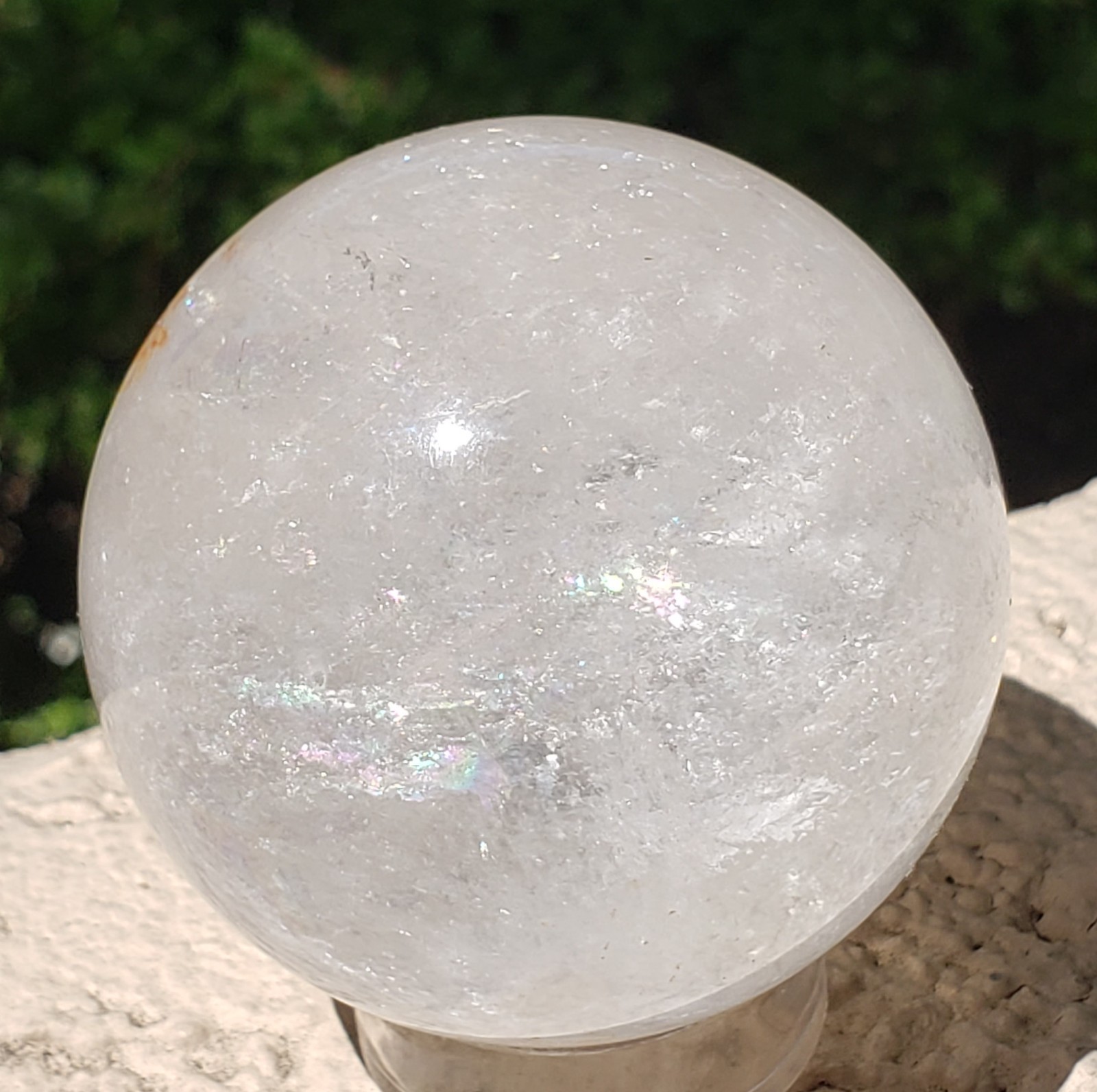 2.2″ Clear Quartz Natural Crystal Ball Sphere Orb Rainbows Phantom Golden Healer
