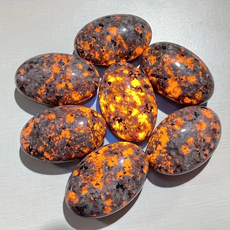 60mm Palm Yooperlite Natural flame stone Reiki Crystal Quartz Healing Decorate